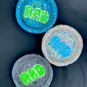 Retro melting 'Rad' Clay covered Porcelain dish for jewelry/miscellaneous items